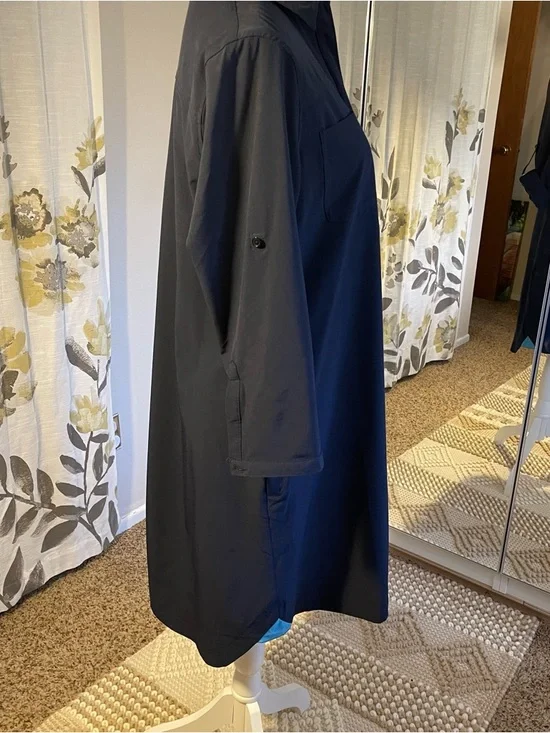 Title Nine Navy Mini Shirt Dress with Teal Trim - Picture 6 of 8